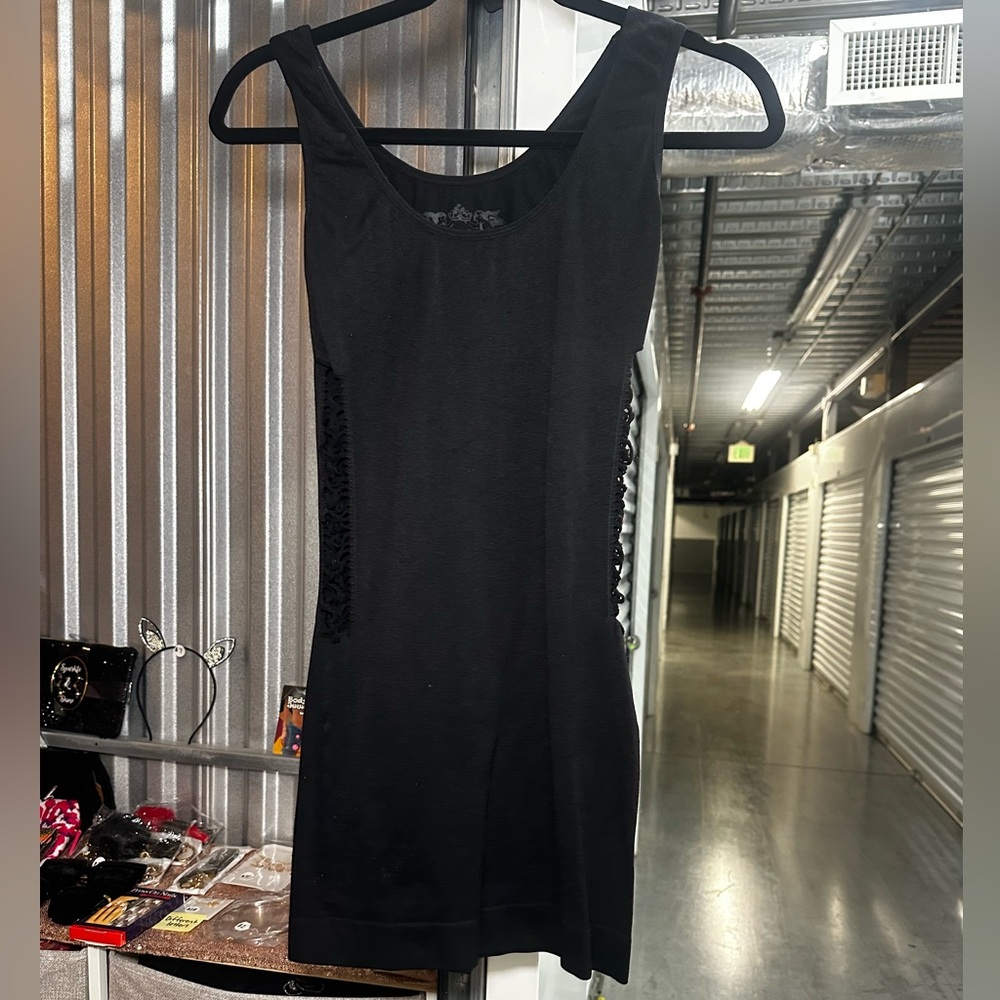 Black Sleeveless Dress with Lace Sides